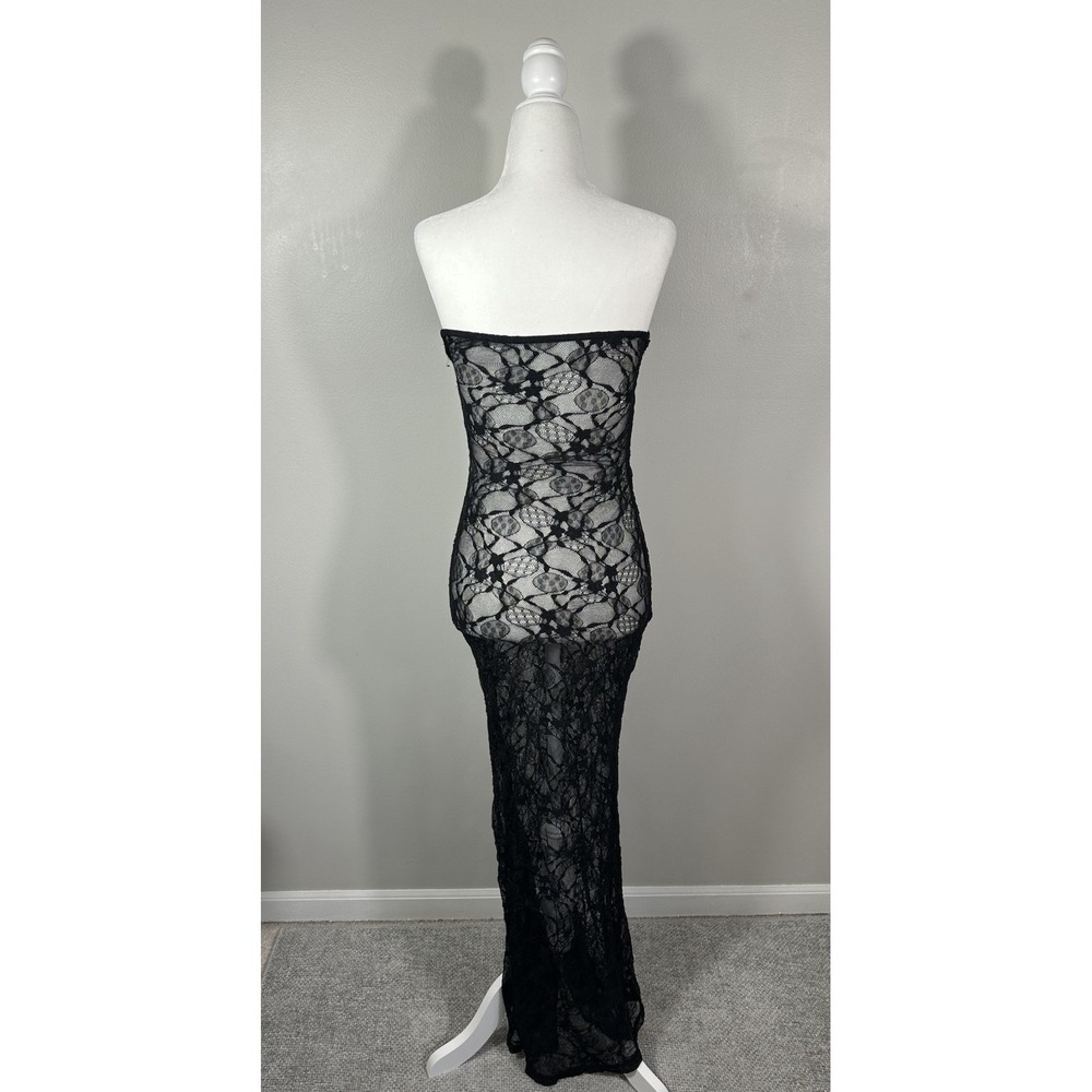 Lace Maxi Dress Womens XS/S Sheer‎ Fairy Whimsigoth Rave Festival Strapless Read - Picture 2 of 7